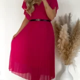 Sukienka plisowana, fuksja, szyfonowa na podszewce z wiskozy